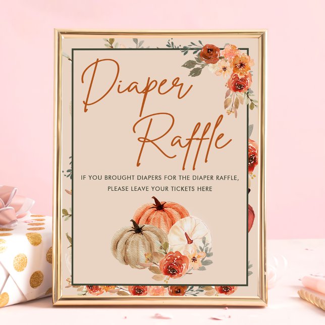 Boho Fall Pumpkin Baby Shower Diaper Raffle Poster (Creator Uploaded)