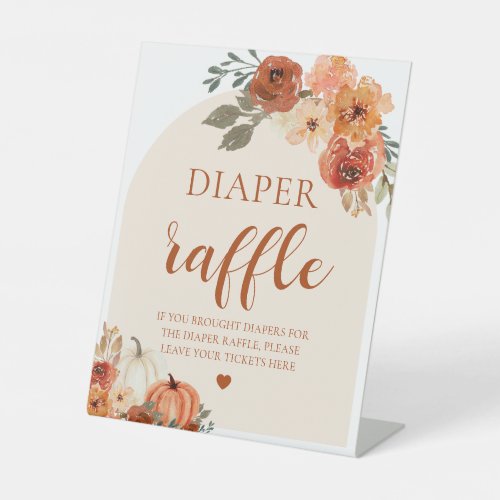 Boho Fall Pumpkin Baby Shower Diaper Raffle Sign