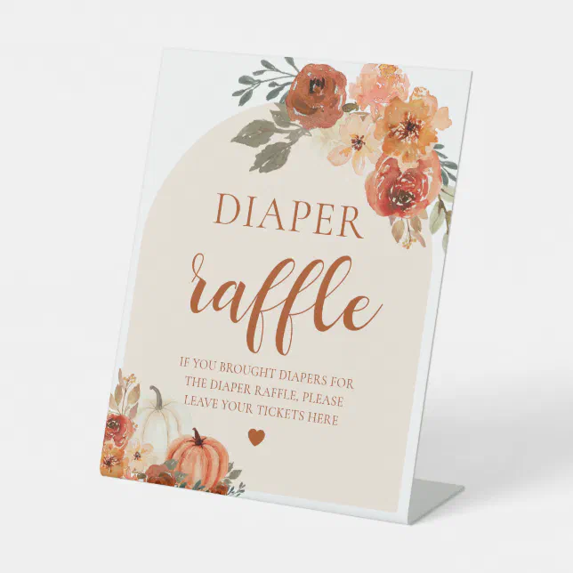Fall Raffle Signage Boho Fall Pumpkin Baby Shower Diaper Raffle Sign | Zazzle