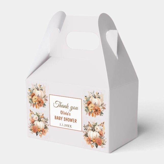 Boho Fall Pumpkin Baby Shower Favor Boxes (Front Side)