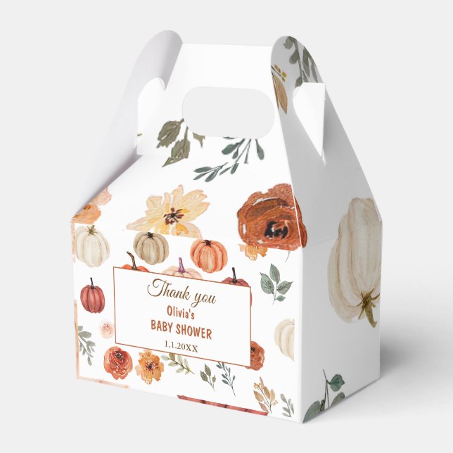Boho Fall Pumpkin Baby Shower Favor Boxes (Front Side)