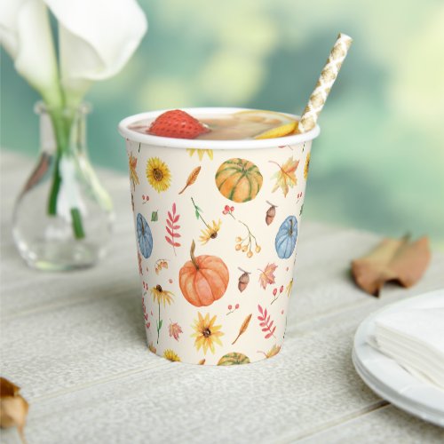 Boho Fall Pumpkin Baby Shower Paper Cups