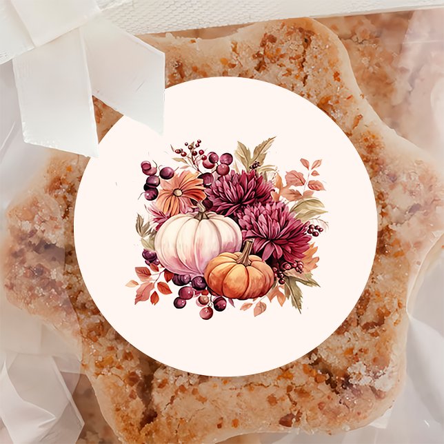 Boho Fall Pumpkin Baby Shower Round Paper Coaster (Creator Uploaded)