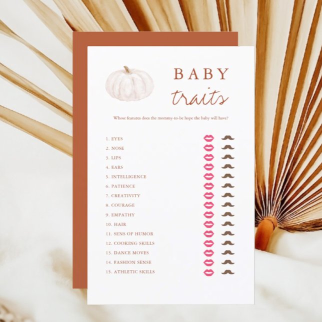 Boho Fall Pumpkin Baby Traits Baby Shower Game (Creator Uploaded)