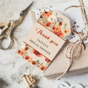 Boho Fall Pumpkin Bridal Shower Favor Thank You Gift Tags
