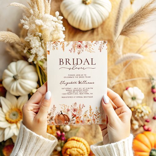 Boho Fall Pumpkin Bridal Shower Invitation