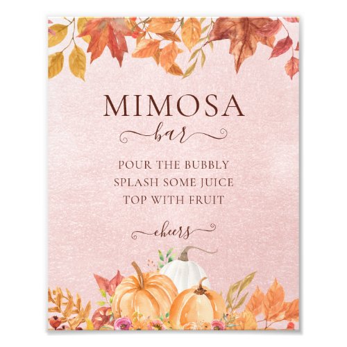 Boho Fall Pumpkin Bridal Shower Mimosa Bar Photo Print