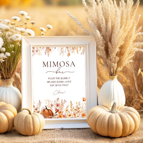 Boho Fall Pumpkin Bridal Shower Mimosa Bar Poster