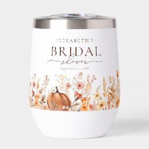 Boho Fall Pumpkin Bridal Shower Thermal Wine Tumbler