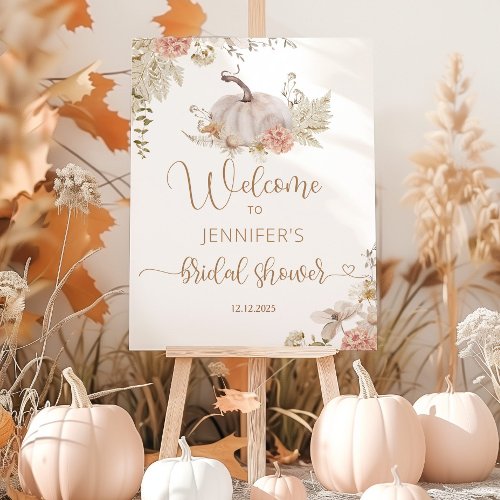 Boho fall pumpkin bridal shower welcome foam board