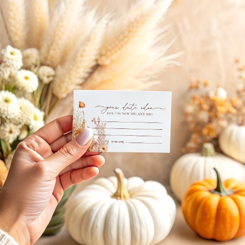 Boho Fall Pumpkin Date Night Ideas Enclosure Card