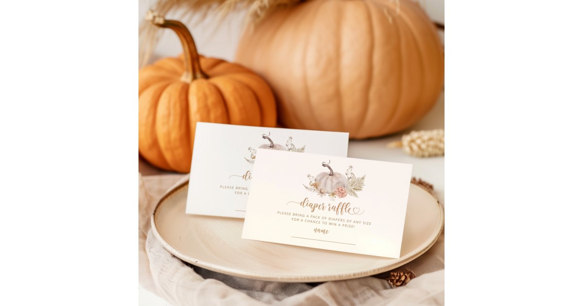 Boho fall pumpkin diaper raffle ticket enclosure card