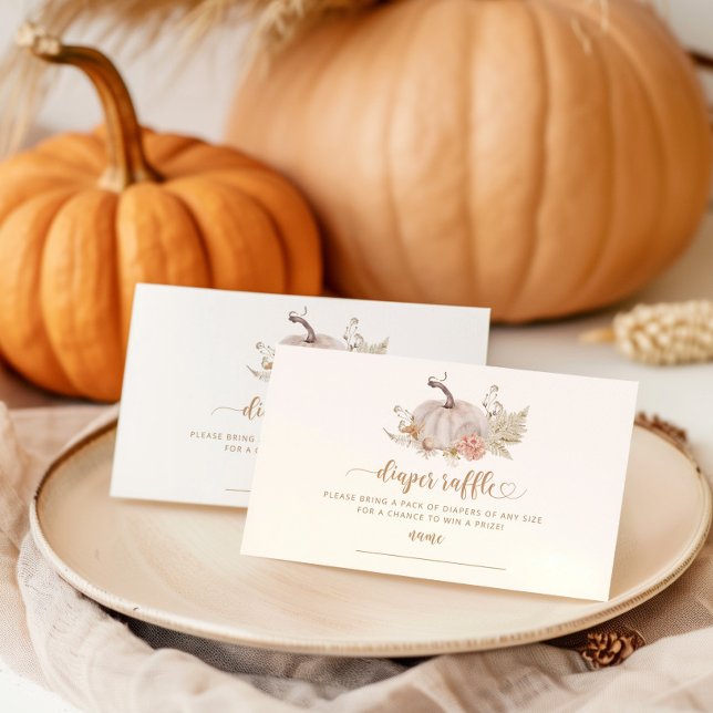 Boho fall pumpkin diaper raffle ticket enclosure card (Creator Uploaded)