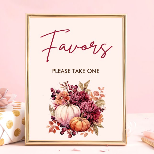 Boho Fall Pumpkin Favors Baby Shower  Poster (Creator Uploaded)