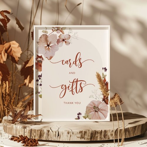 Boho fall pumpkin floral cards and gifts poster