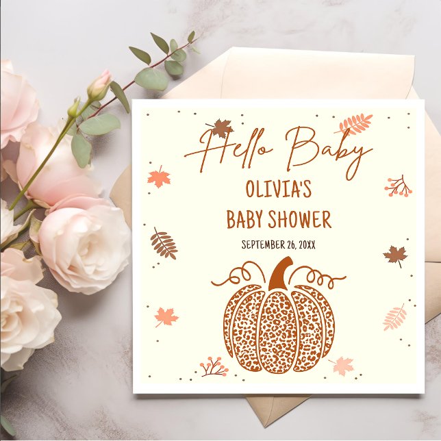 Boho Fall Pumpkin Gender Neutral Baby Shower Napkins (Creator Uploaded)