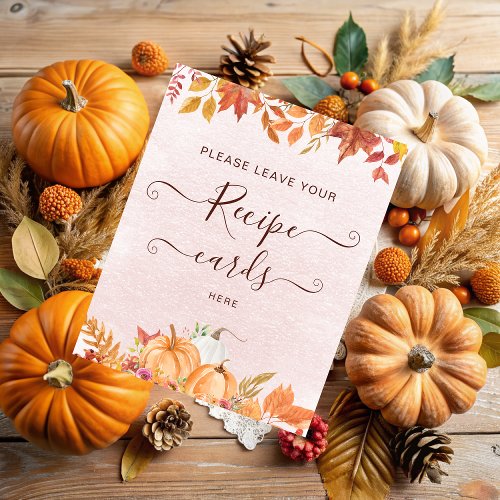 Boho Fall Pumpkin Leave Your Recipe Card Here Photo Print