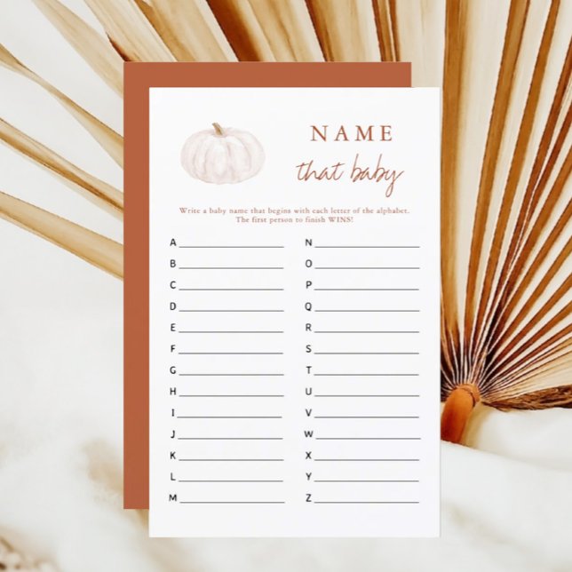 Boho Fall Pumpkin Name That Baby Shower Game (Creator Uploaded)