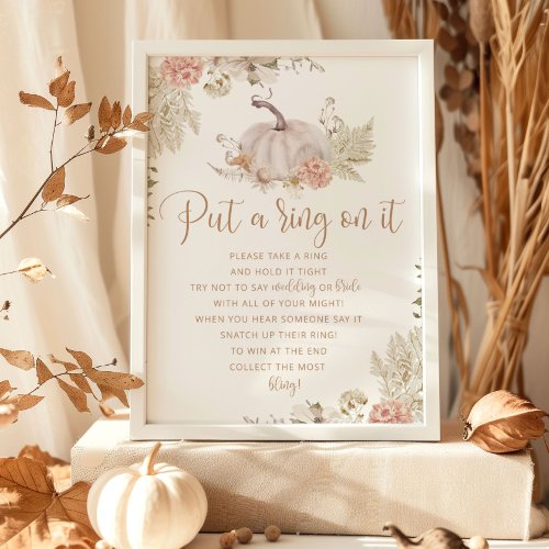 Boho fall pumpkin put a ring on it game poster