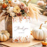 Boho Fall Pumpkin Thank You Card<br><div class="desc">This item is a captivating blend of autumnal warmth and bohemian elegance that promises to make your celebration unforgettable. The centerpiece of this piece is a beautifully crafted pumpkin, delicately painted in soft tones, symbolizing the abundance and joy of the fall season. Surrounding the pumpkin, you'll find a stunning array...</div>
