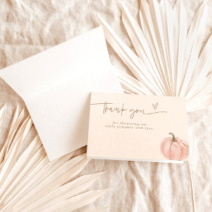 Boho Fall Pumpkin Thank You Card, Pink Baby Shower Card