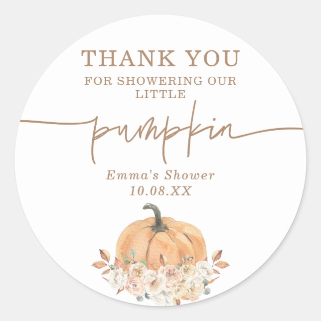 Boho Fall Pumpkin Thank You Favor Sticker (Front)