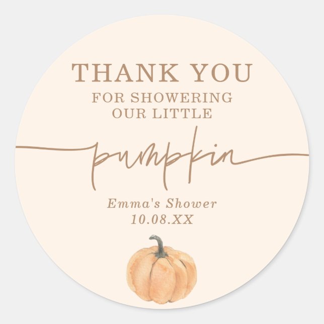Boho Fall Pumpkin Thank You Favor Sticker (Front)