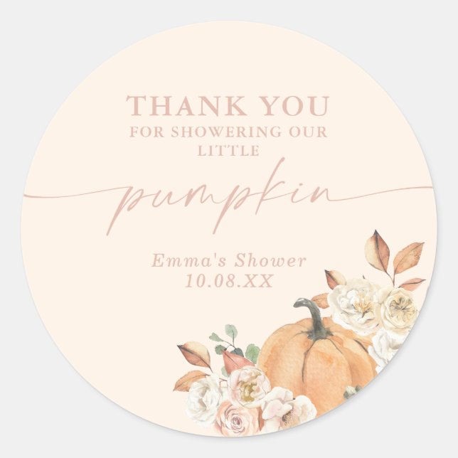 Boho Fall Pumpkin Thank You Favor Sticker (Front)