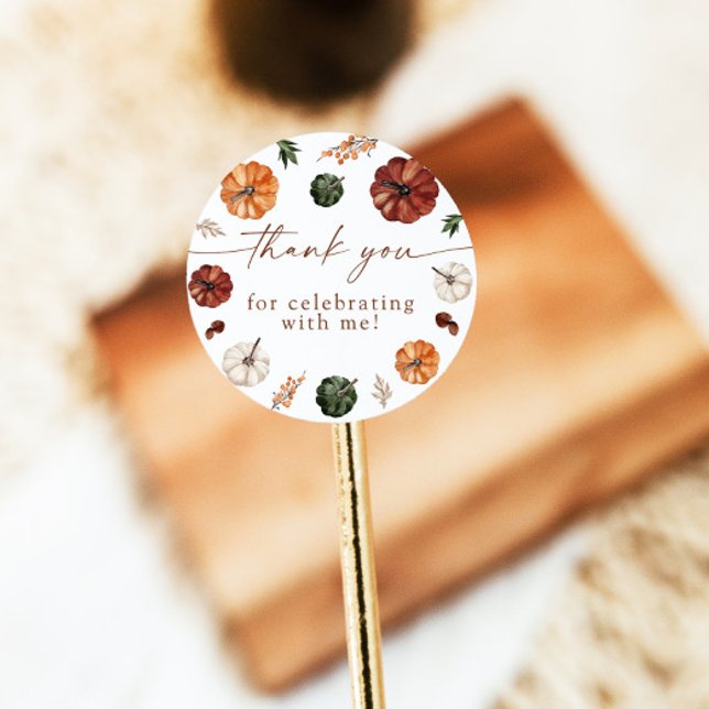 Boho Fall Pumpkin Thank You Favor Sticker (Creator Uploaded)