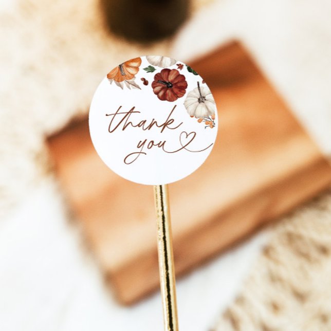 Boho Fall Pumpkin Thank You Favor Sticker (Creator Uploaded)