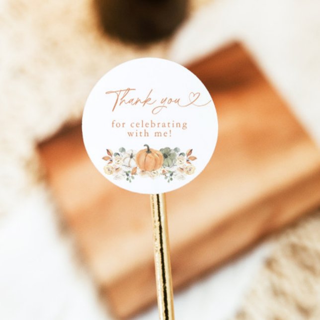 Boho Fall Pumpkin Thank You Favor Sticker (Creator Uploaded)