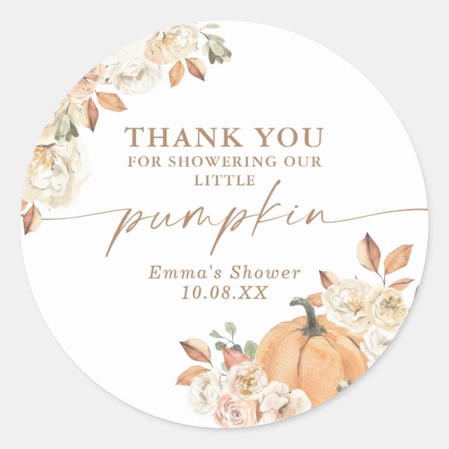 Boho Fall Pumpkin Thank You Favor Sticker (Front)