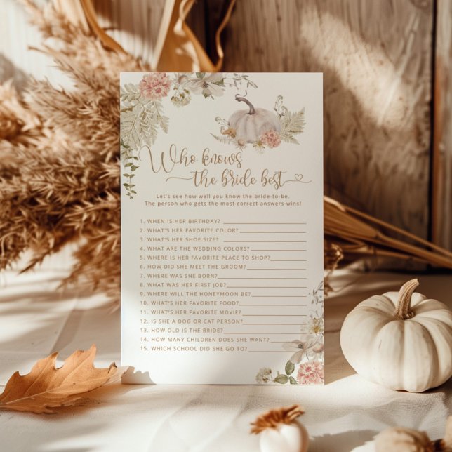 Boho fall pumpkin Who knows the bride best game (Creator Uploaded)