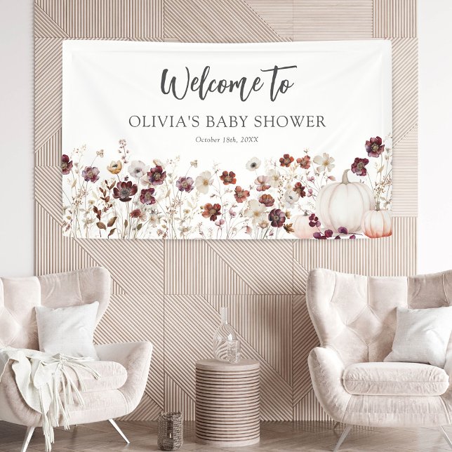 Boho Fall Pumpkin Wildflower Baby Shower Banner (Creator Uploaded)