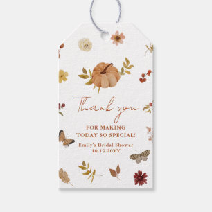 Boho Fall Pumpkin Wildflower Bridal Thank You Gift Tags