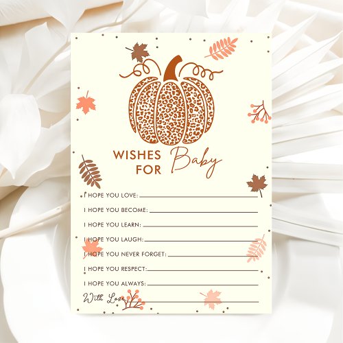 Boho Fall Pumpkin Wishes For Baby Shower Game Card