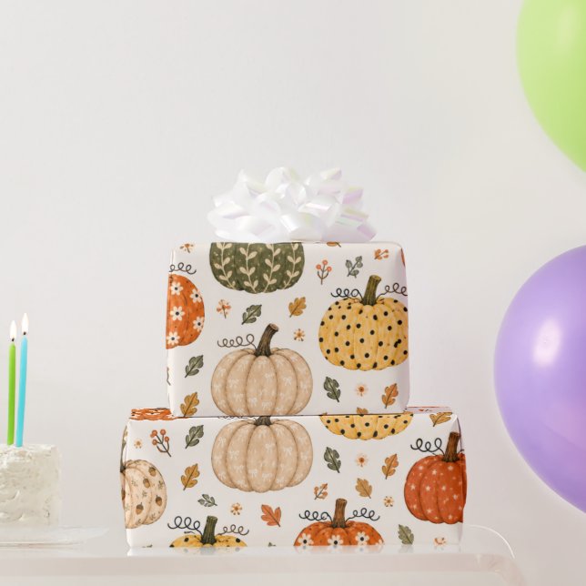 Boho Fall Pumpkin Wrapping Paper (Party Gifts)