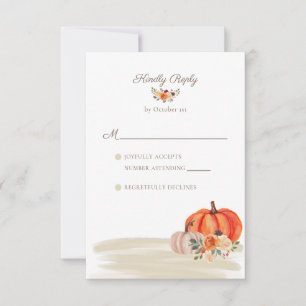 Boho Fall Pumpkins Beach Arbor Wedding RSVP Card