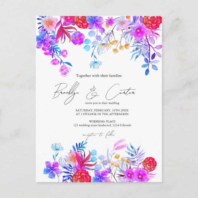 Boho fall rustic floral all in one postcard (Front)