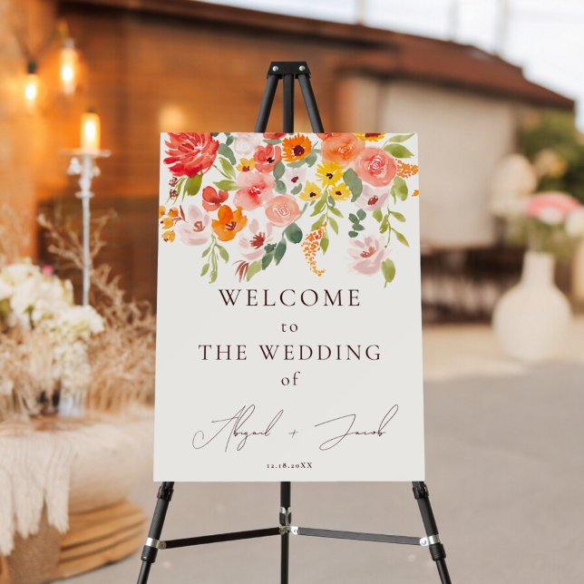 Boho fall rustic floral chic welcome wedding foam board (Boho fall rustic floral chic welcome wedding foam board)