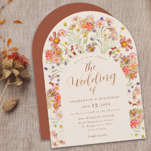 Boho Fall Rustic Wildflower Floral Arch Wedding Invitation