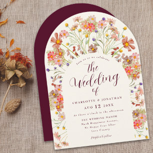 Boho Fall Rustic Wildflower Floral Arch Wedding Invitation