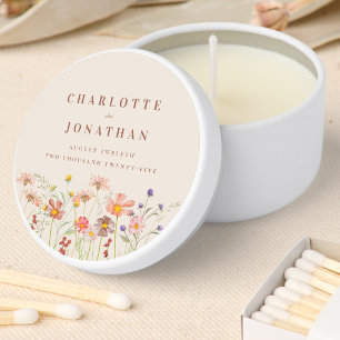 Boho Fall Rustic Wildflower Floral Wedding Mini Candle Favors