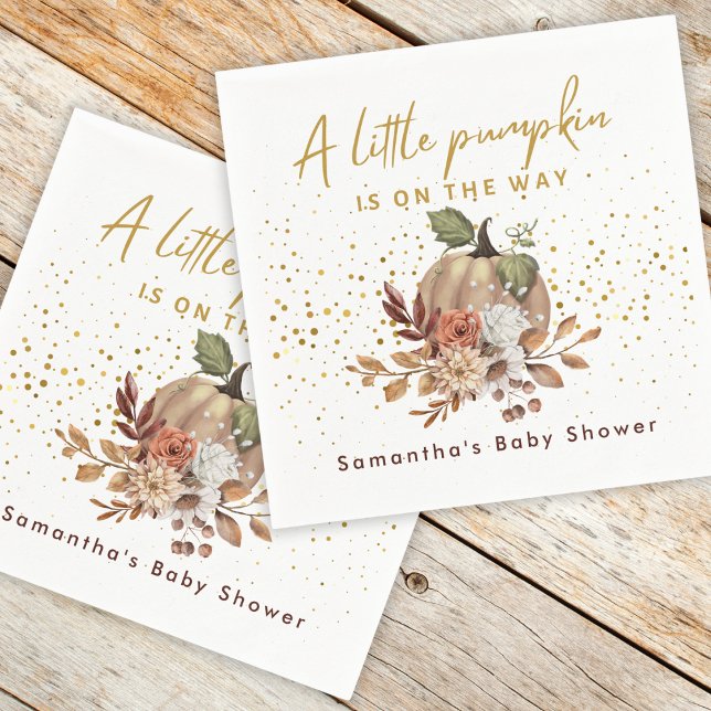 Boho Fall Sweet Little Pumpkin Baby Shower Napkins (Boho Fall Sweet Little Pumpkin Baby Shower Napkins)