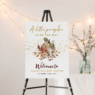 Boho Fall Sweet Little Pumpkin Baby Shower Welcome Foam Board