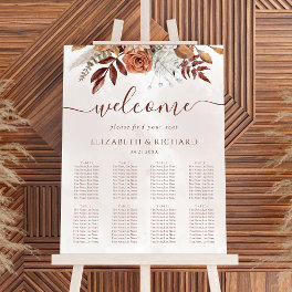 Boho Fall Terracotta Flowers Wedding Seating Chart