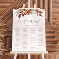 Boho Fall Terracotta Flowers Wedding Seating Chart