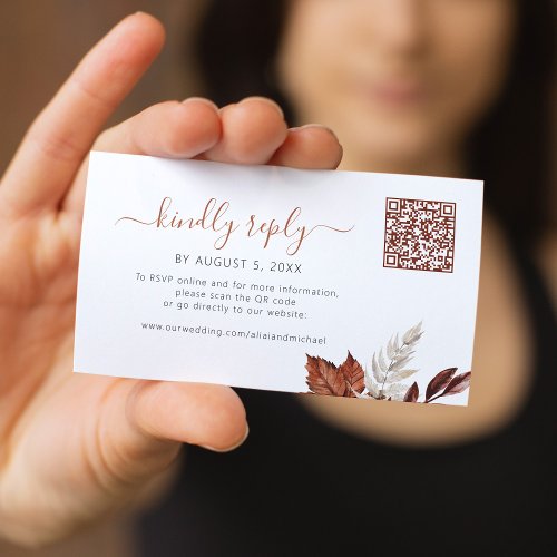 Boho fall terracotta foliage wedding online rsvp enclosure card