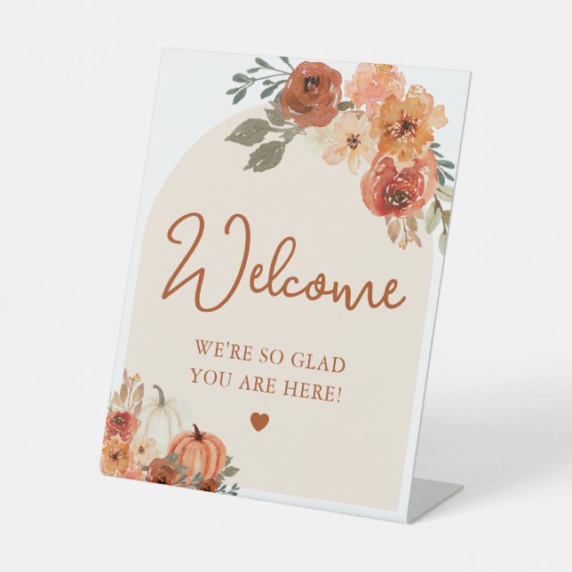 Boho Fall Terracotta Pumpkin Bridal Welcome Sign  (Front)