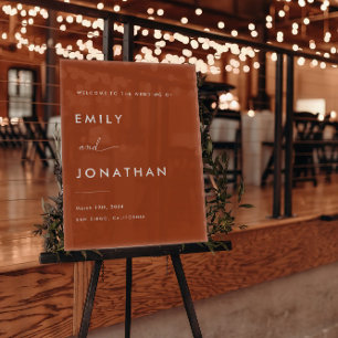Boho Fall Terracotta Wedding Welcome  Acrylic Sign